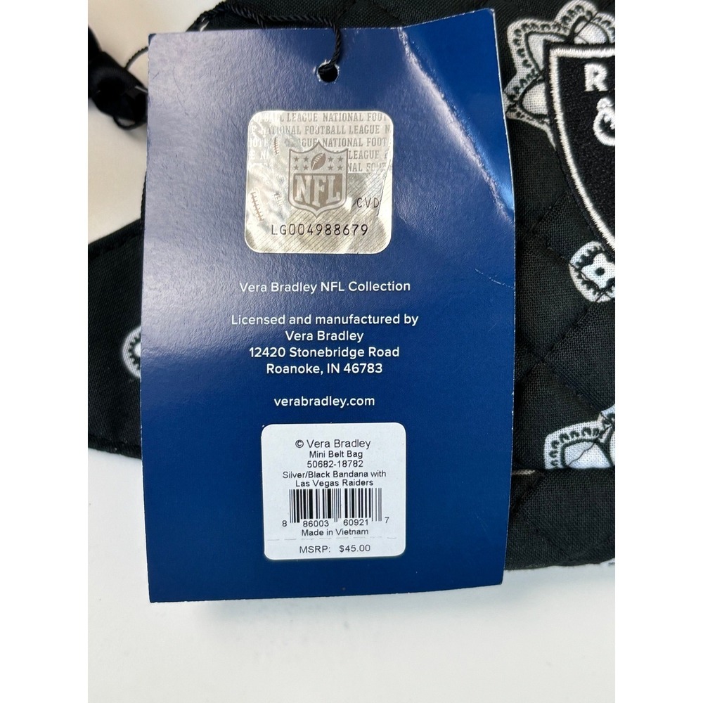 NEW  Las Vegas Raiders Vera Bradley Mini Belt Bag Black Quilted Cotton NFL - Picture 4 of 8